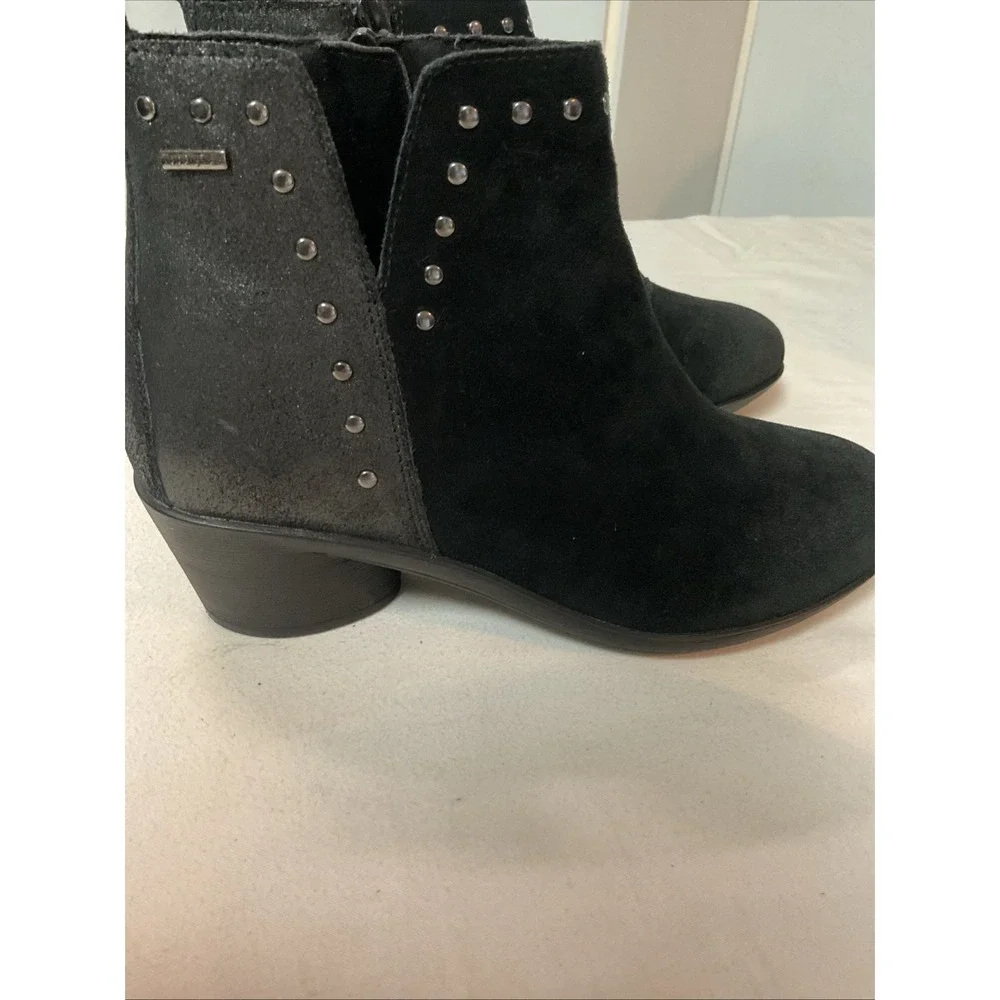 Suede Black Boots Womens‎ Sz 6 (37) Dry Tex Waterproof Pull On Side Zip Leather